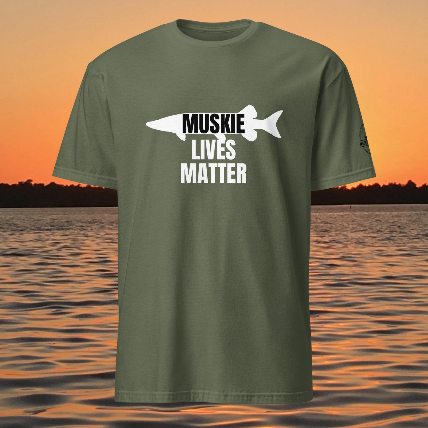muskie lives matter muskie fishing shirt graphic tee green
