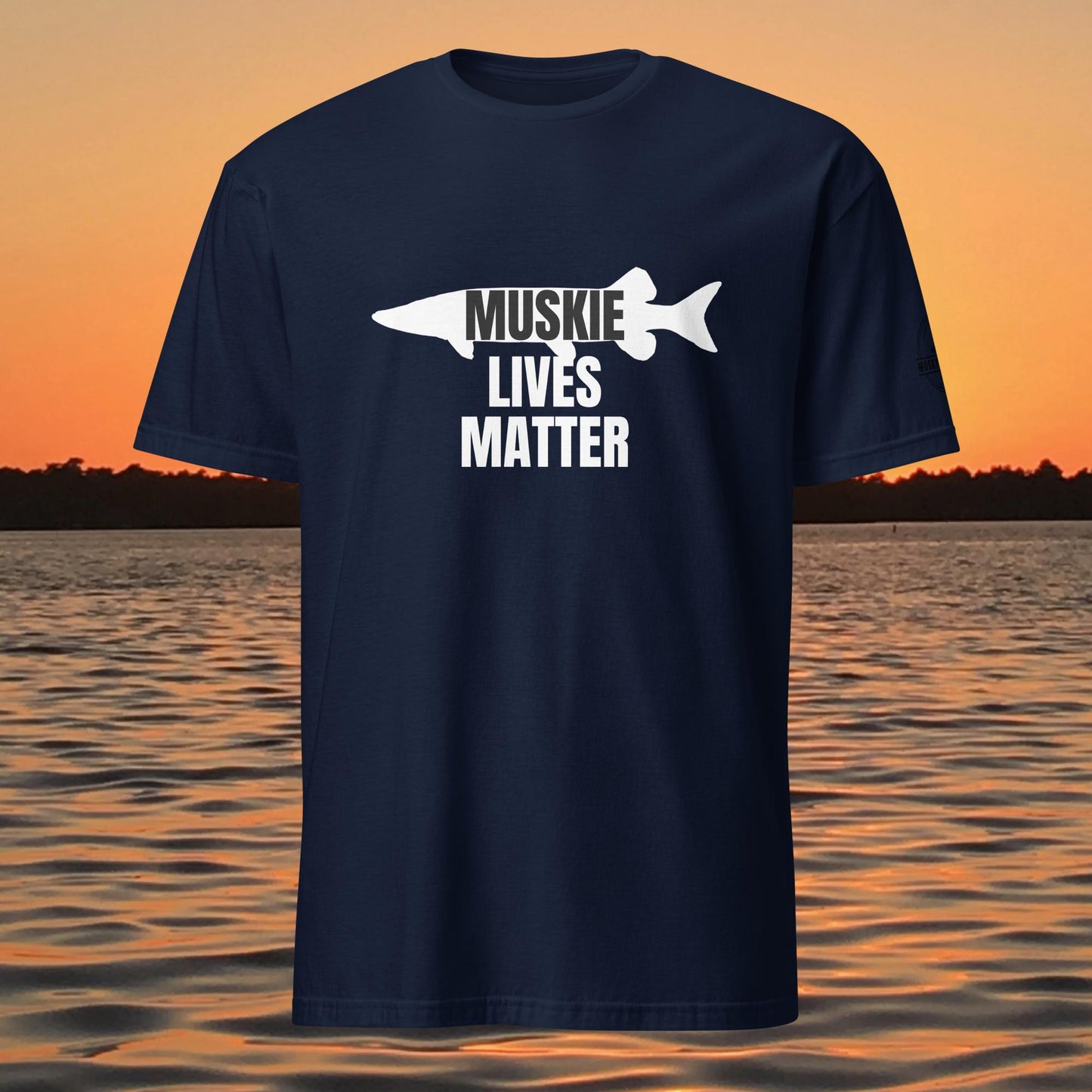 muskie lives matter muskie fishing shirt graphic tee navy