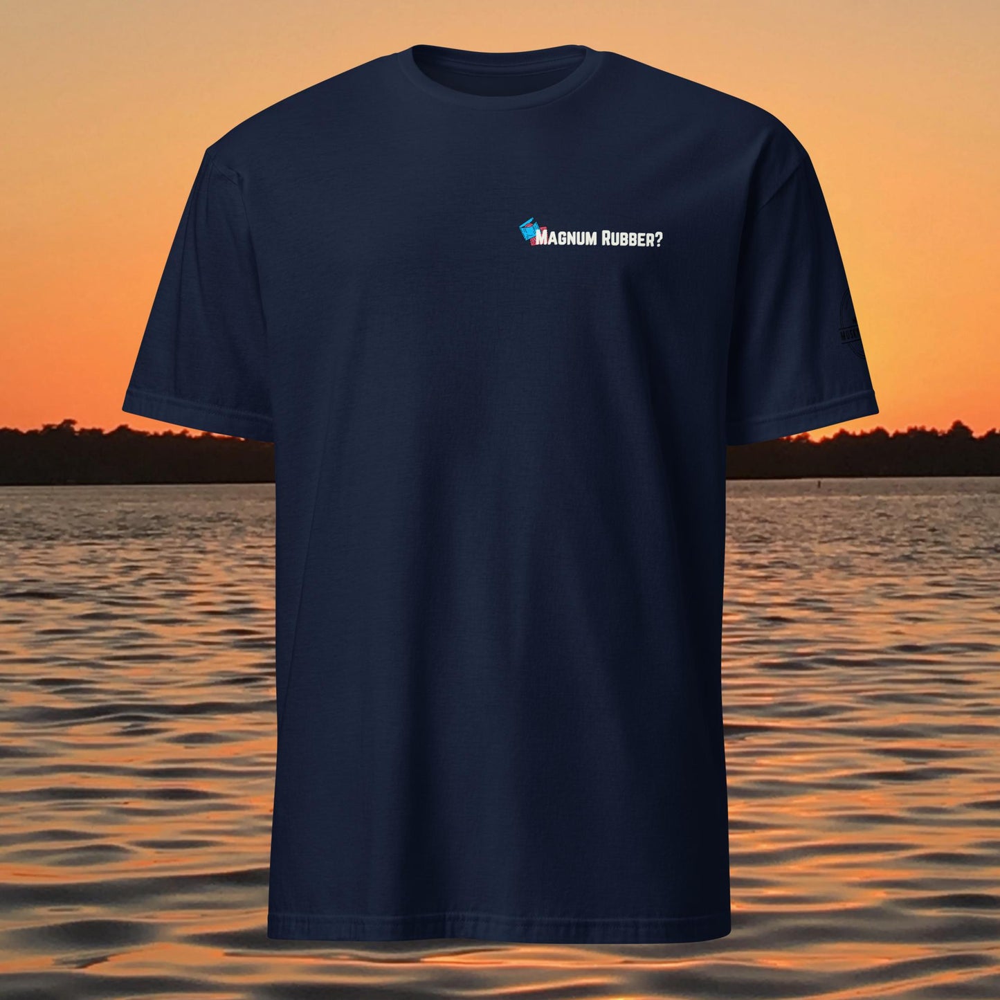 funny muskie fishing shirt musky hunting magnum rubber design back print blue