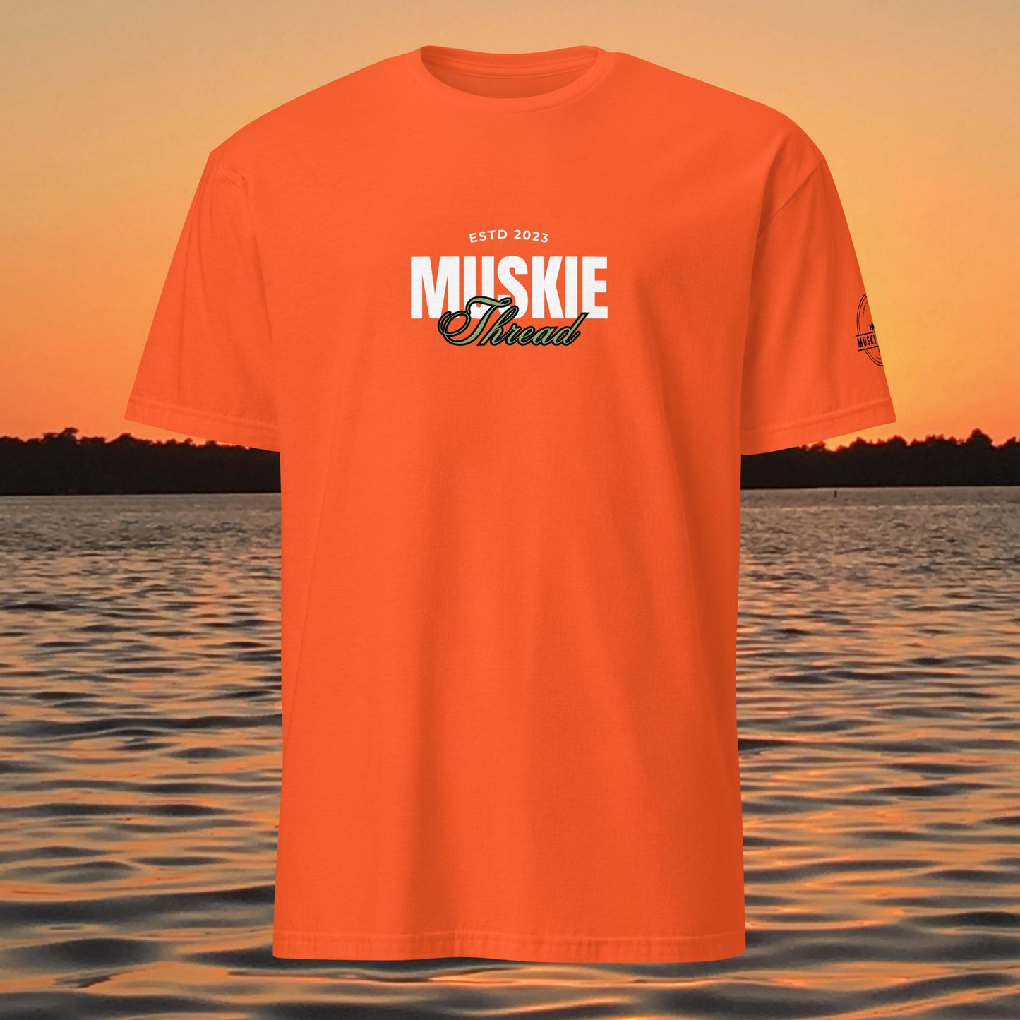 musky thread logo shirt minimalist muskie fishing t shirt orange