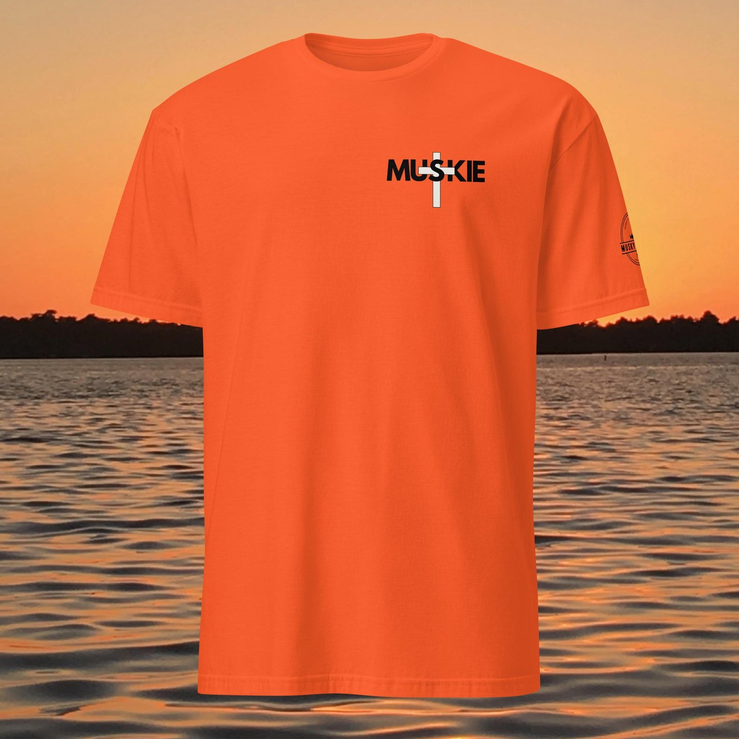 minimalist muskie cross fishing t shirt small chest musky fishing design