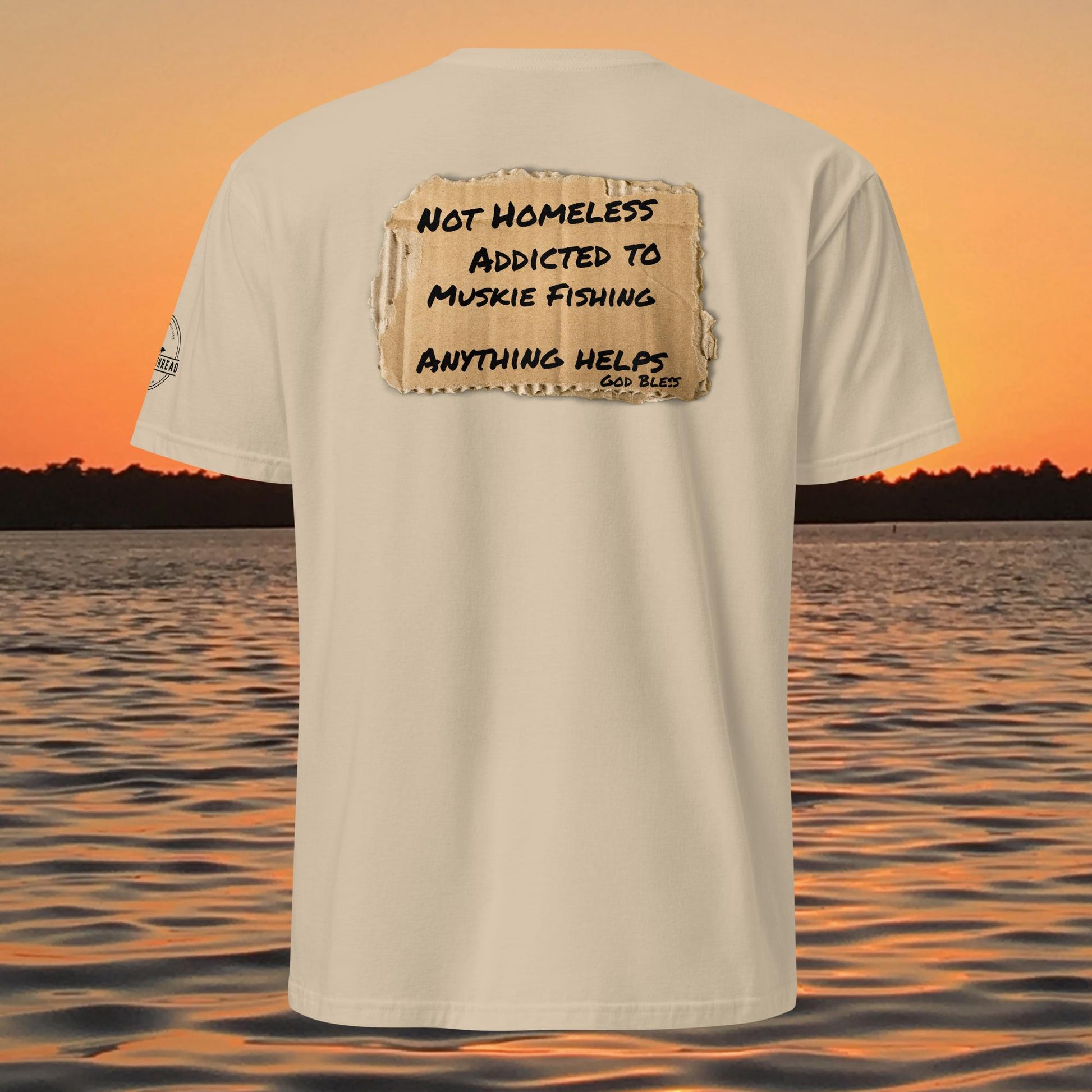 funny muskie fishing shirt addicted to muskie fishing graphic tee tan