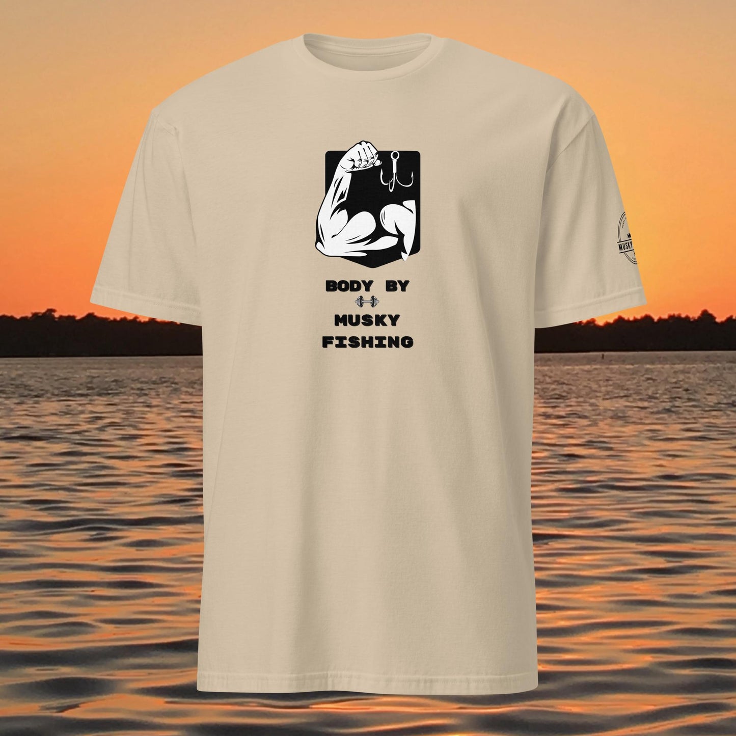 funny muskie fishing shirt body by musky fishing graphic tee tan