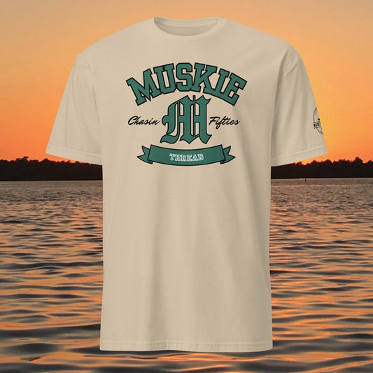 musky thread chasin giants muskie fishing t shirt tan