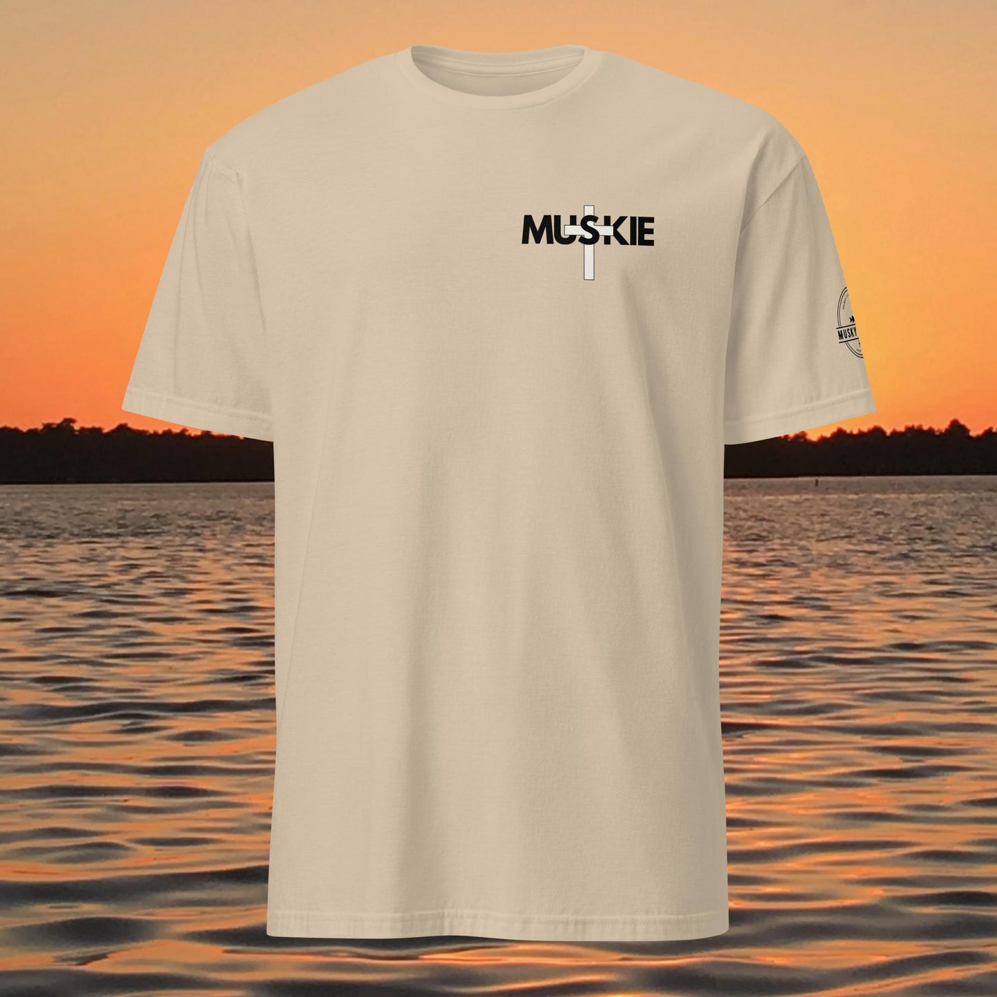 minimalist muskie cross fishing t shirt small chest musky fishing design