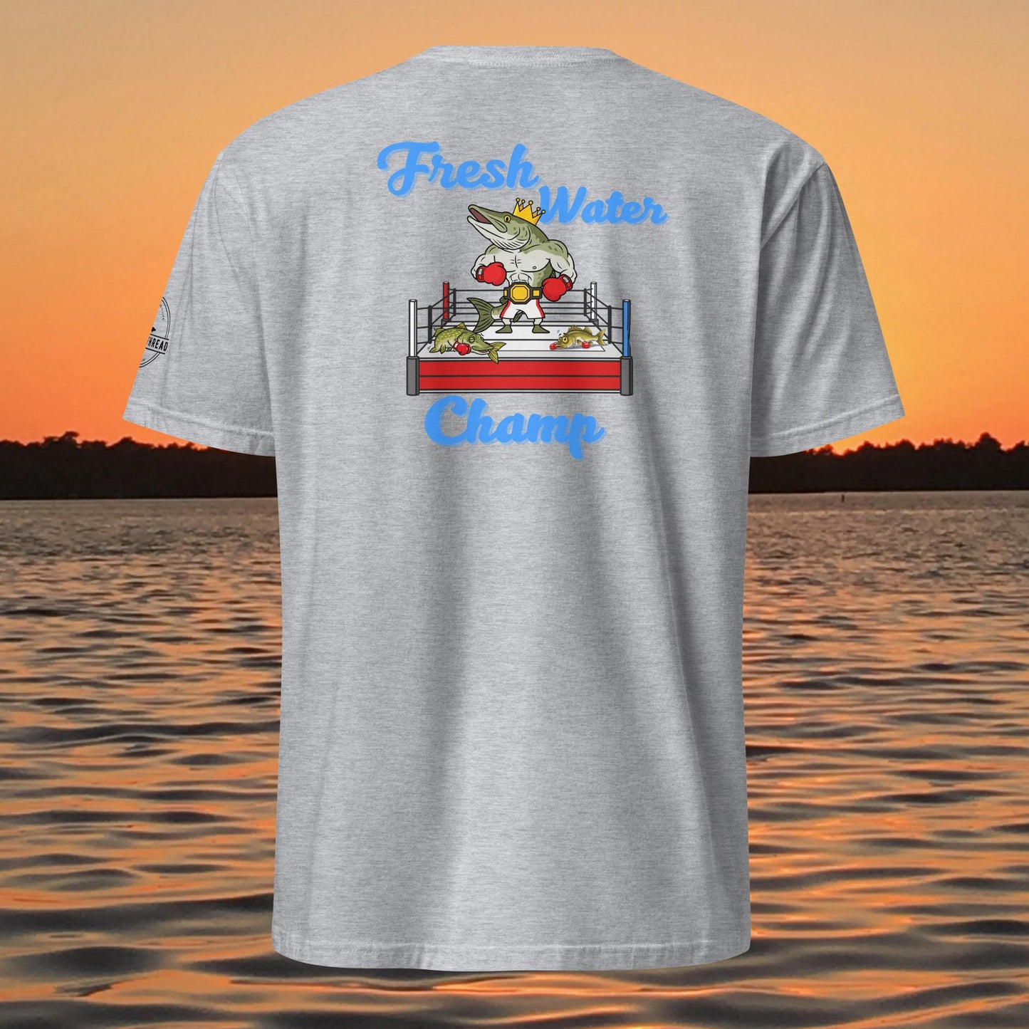 funny muskie fishing shirt fresh water champ musky graphic tee grey