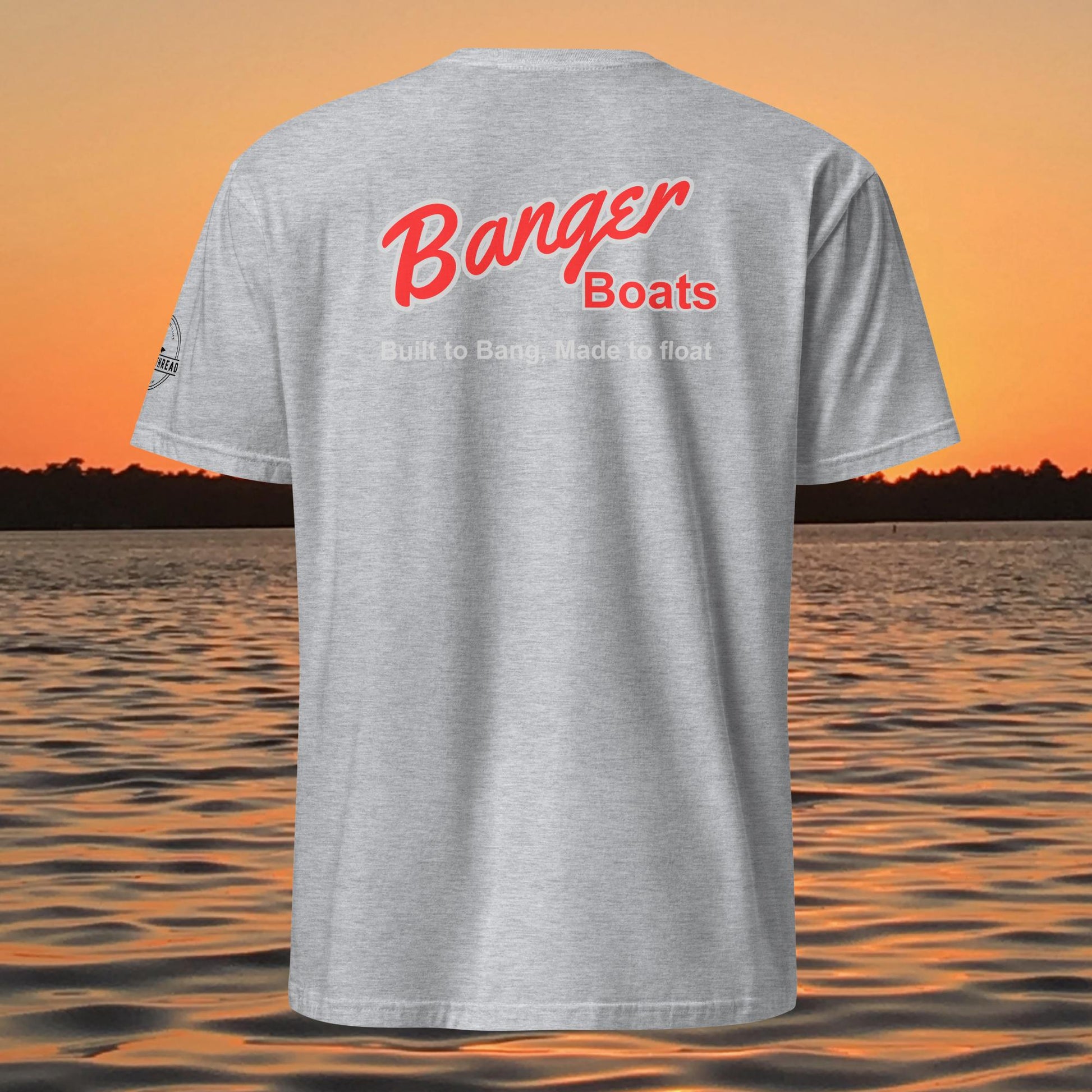 funny muskie fishing shirt built to bang made to float design grey