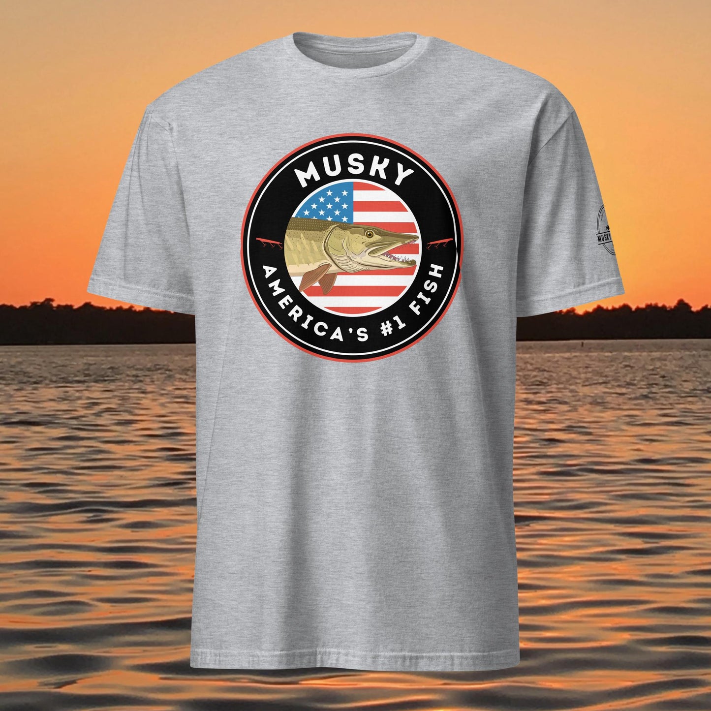 musky fishing shirt americas number one fish design grey