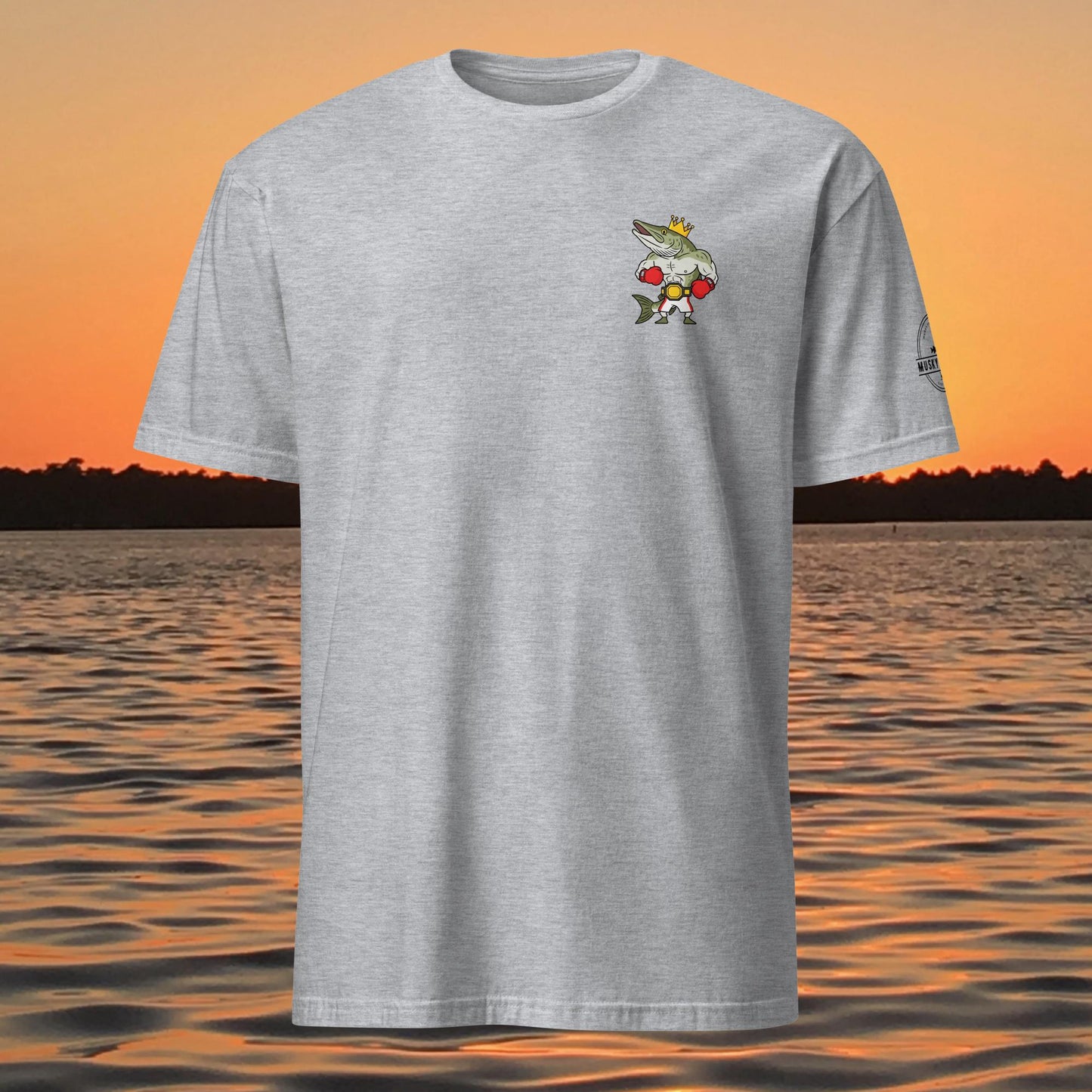 funny muskie fishing shirt fresh water champ musky graphic tee grey