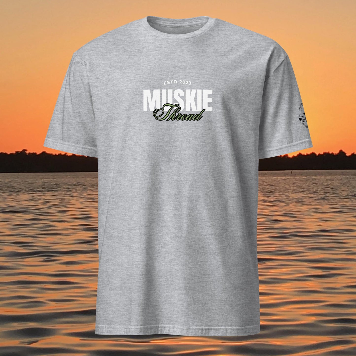 musky thread logo shirt minimalist muskie fishing t shirt grey