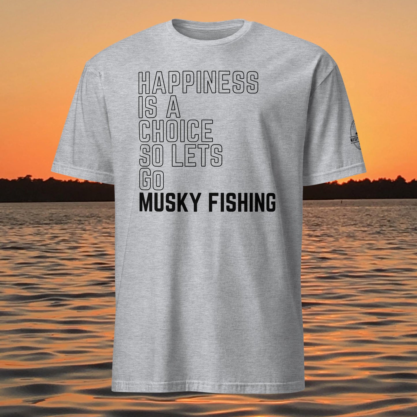 muskie fishing shirt happiness is a choice musky fishing graphic tee grey