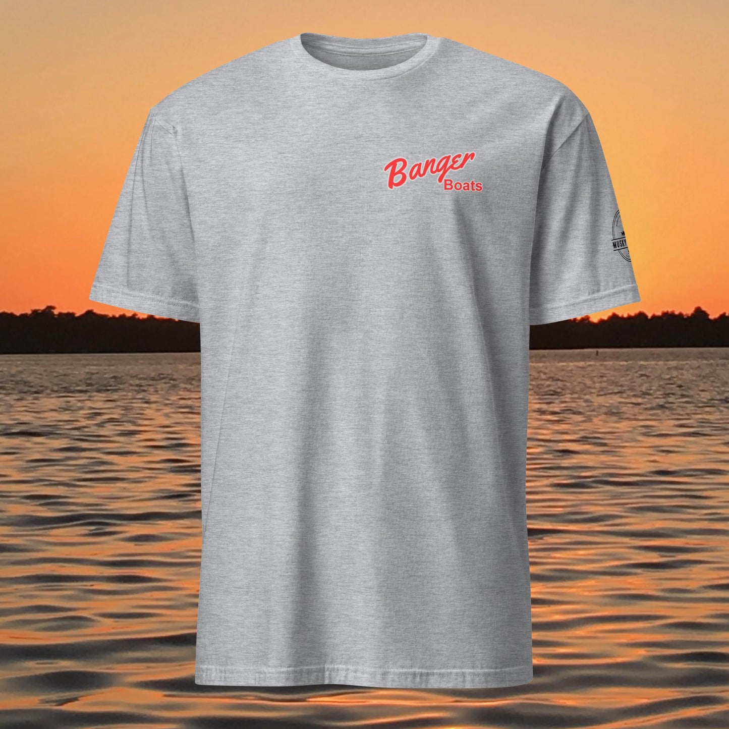funny muskie fishing shirt built to bang made to float design grey