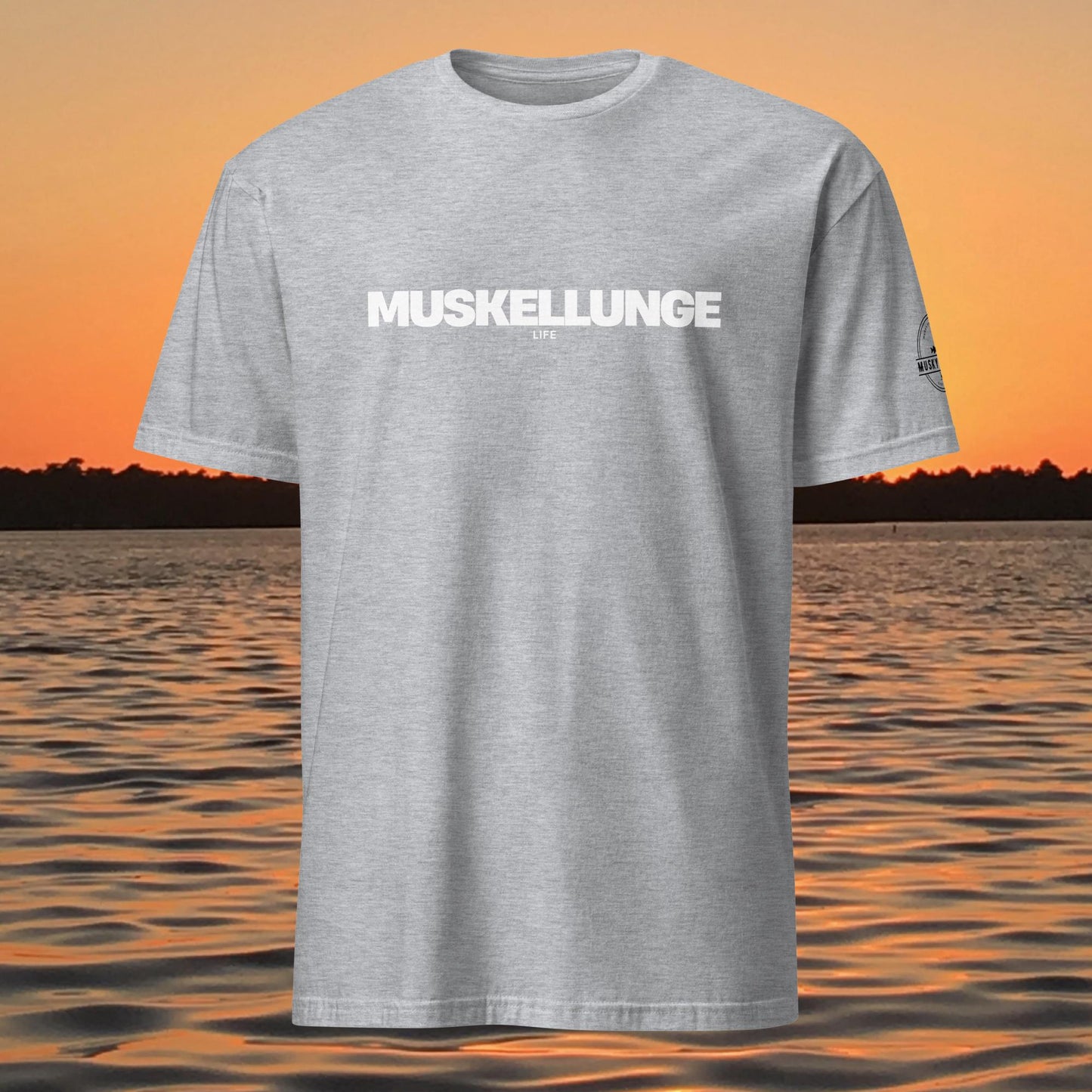 muskellunge muskie fishing shirt minimal design black t shirt grey