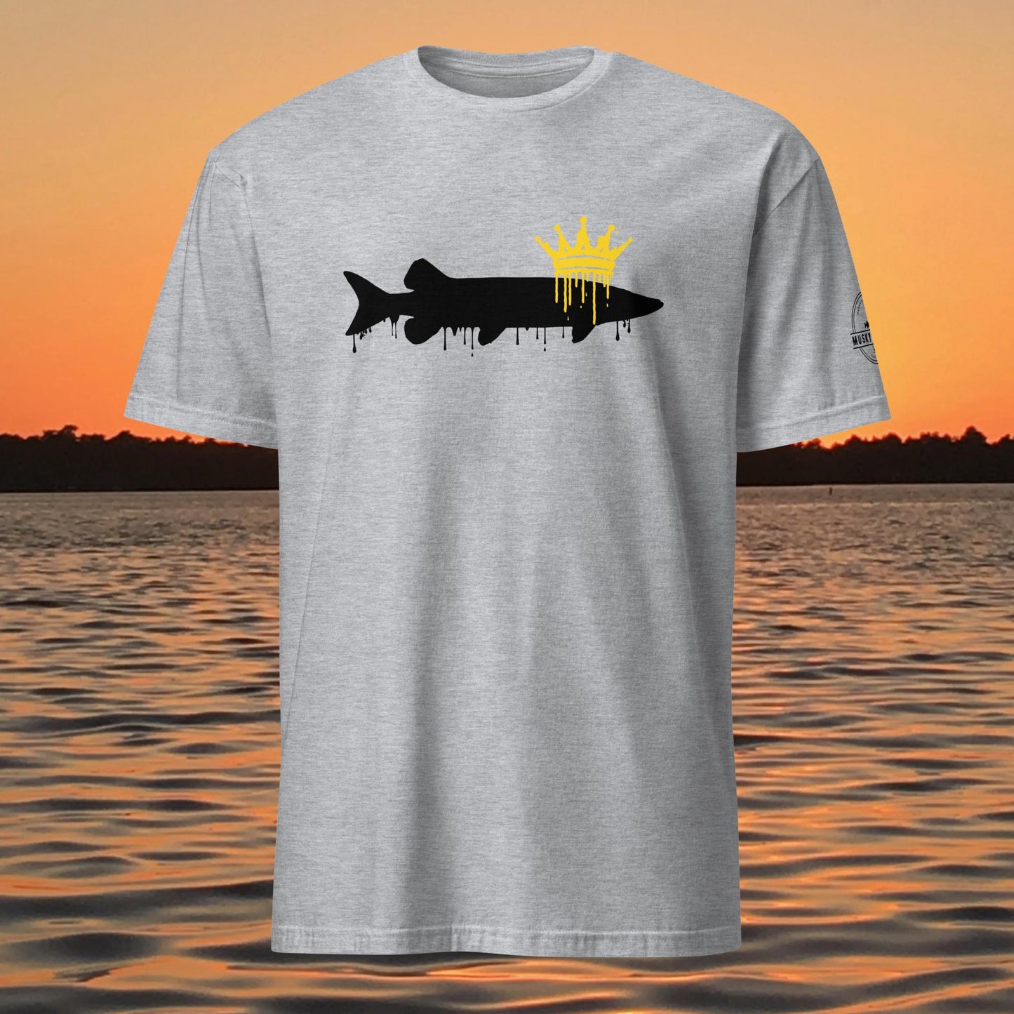 muskie fishing shirt king of freshwater crowned muskie graphic design grey