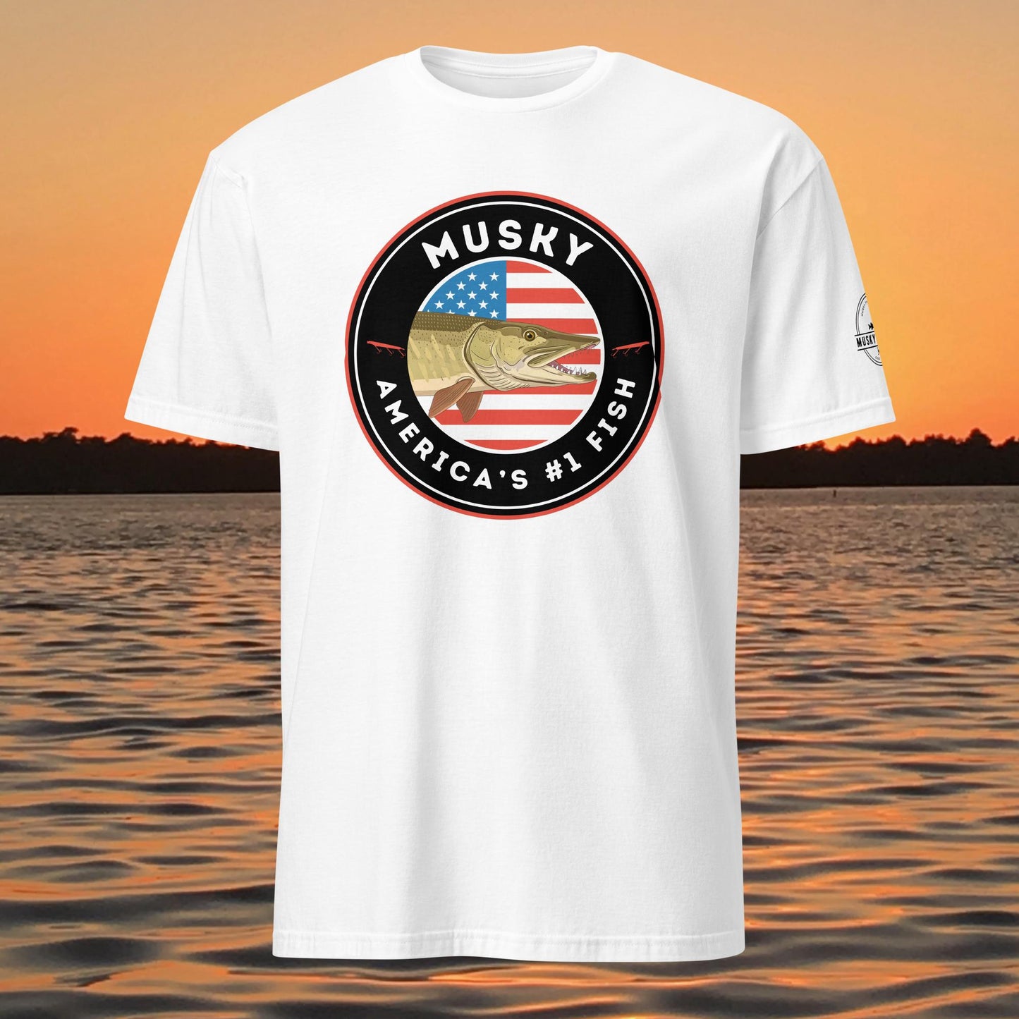 musky fishing shirt americas number one fish design white
