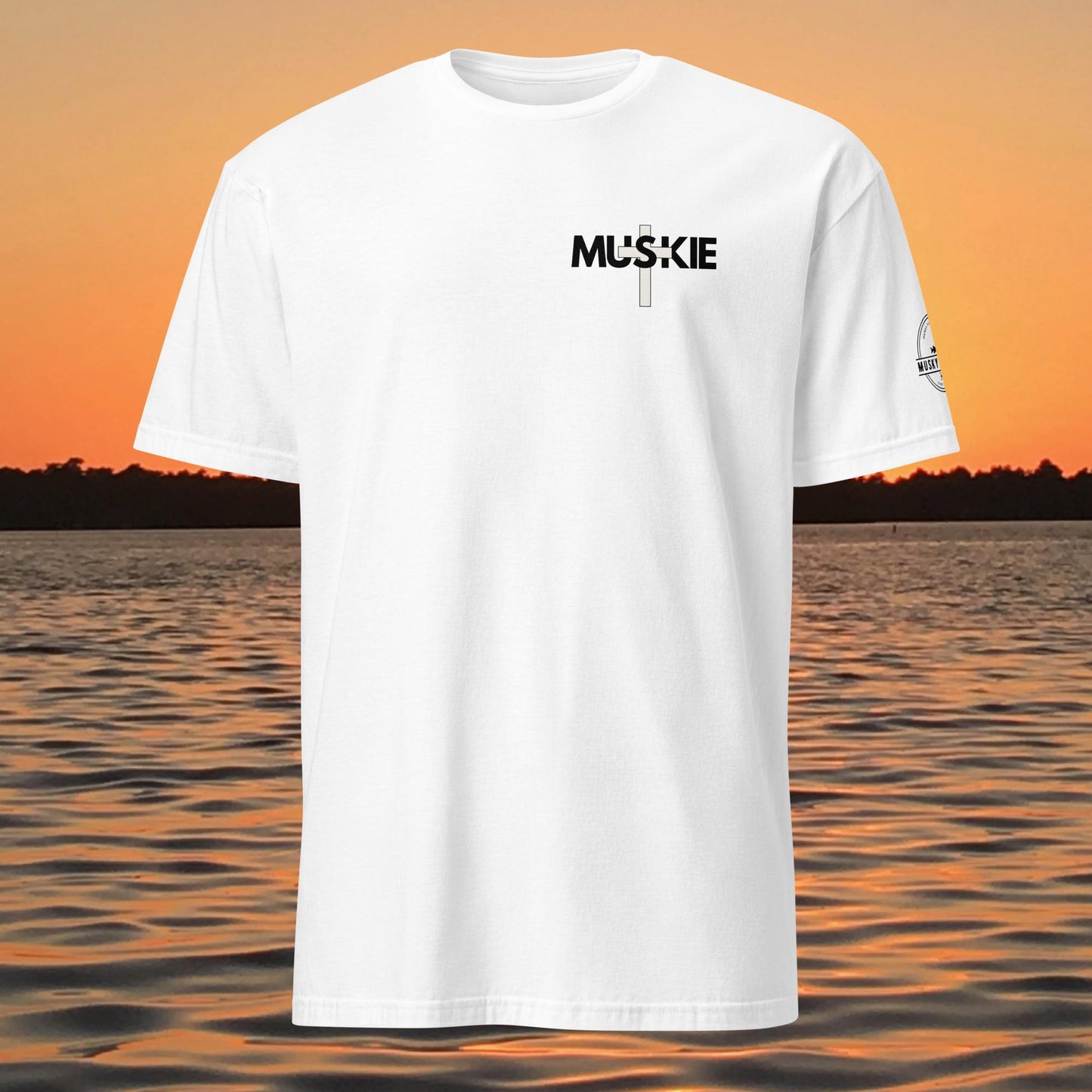 minimalist muskie cross fishing t shirt small chest musky fishing design