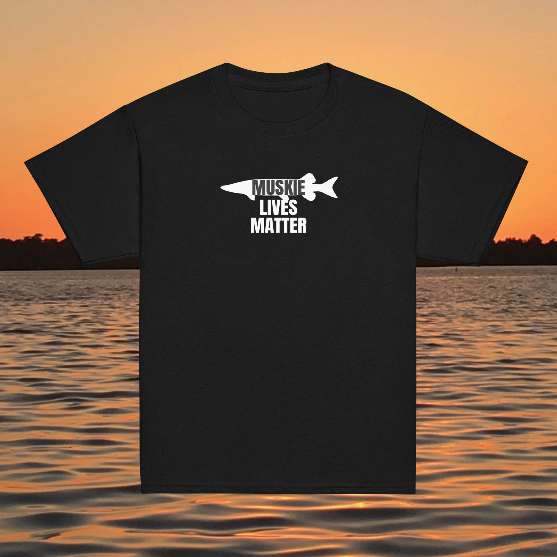 youth t shirt musky fish silhouette muskie lives matter fishing design