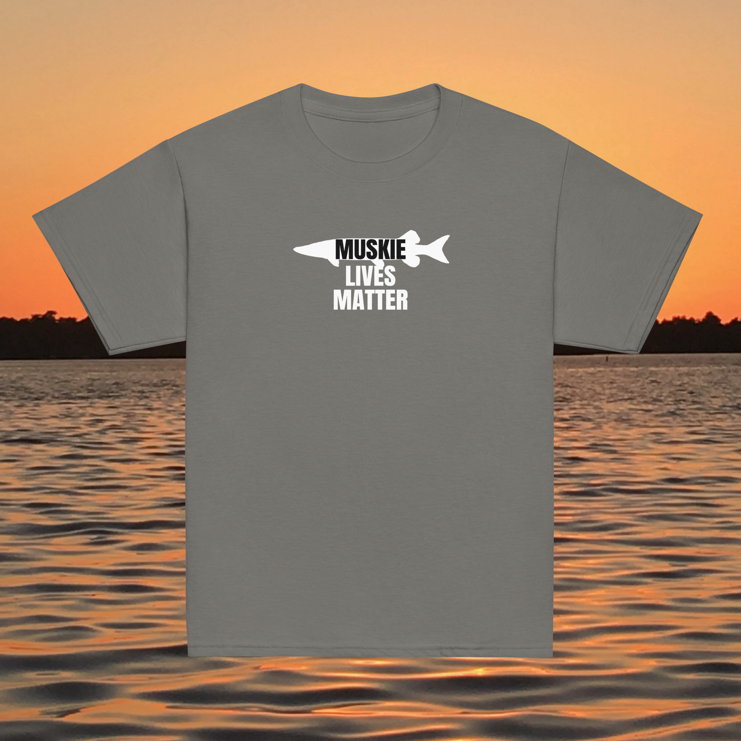 youth t shirt musky fish silhouette muskie lives matter fishing design