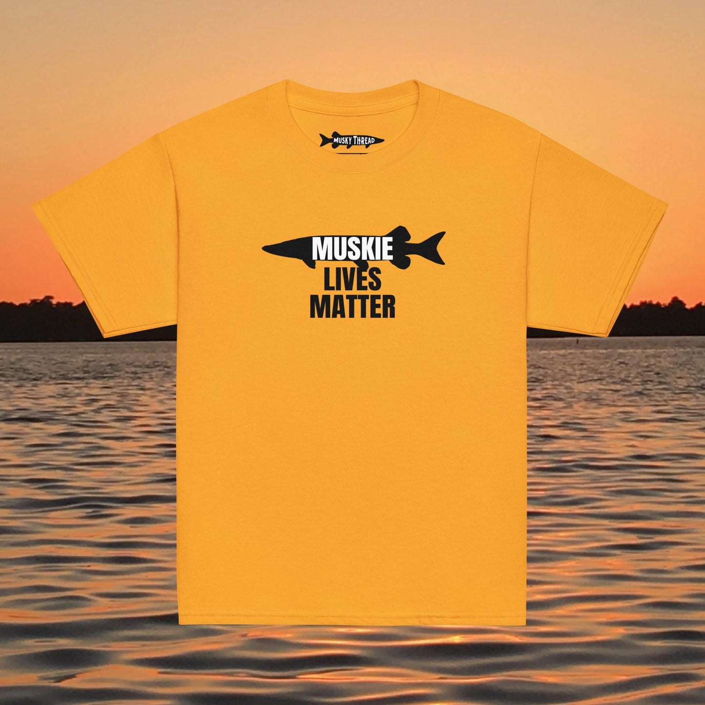 Muskie Lives Matter youth t-shirt musky fishing apparel design
