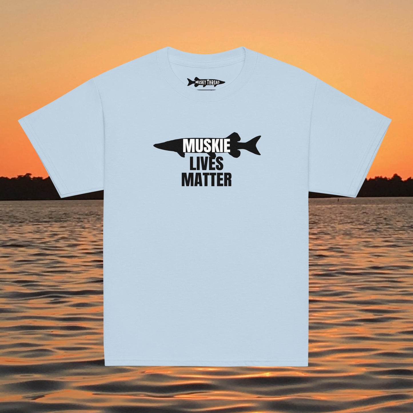Muskie Lives Matter youth t-shirt musky fishing apparel design
