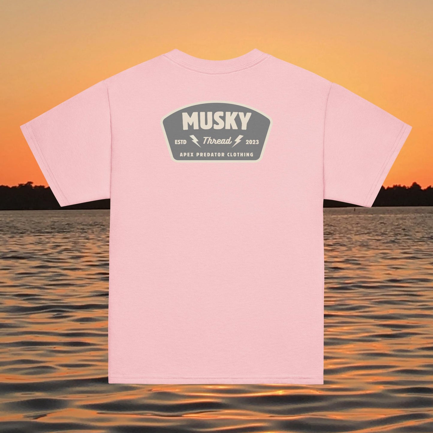 youth t shirt musky thread apex predator fishing back design kids apparel