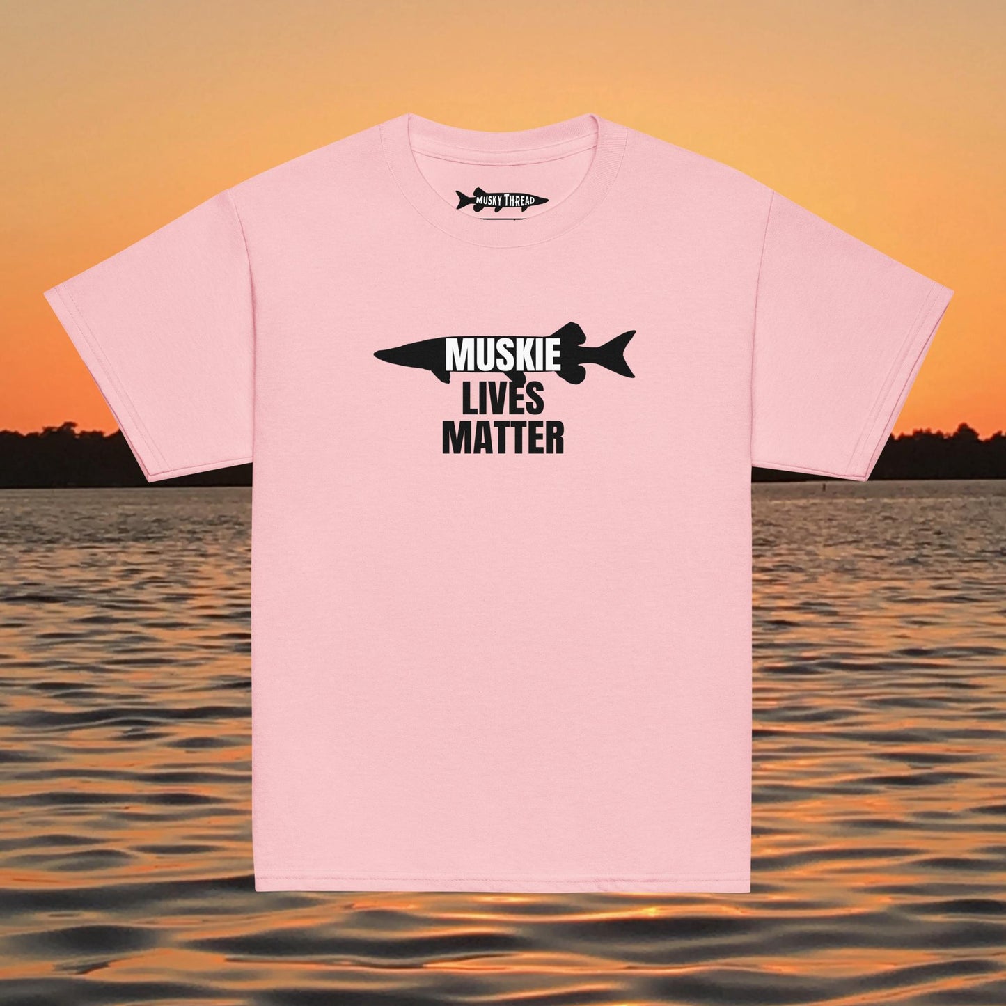 Muskie Lives Matter youth t-shirt musky fishing apparel design
