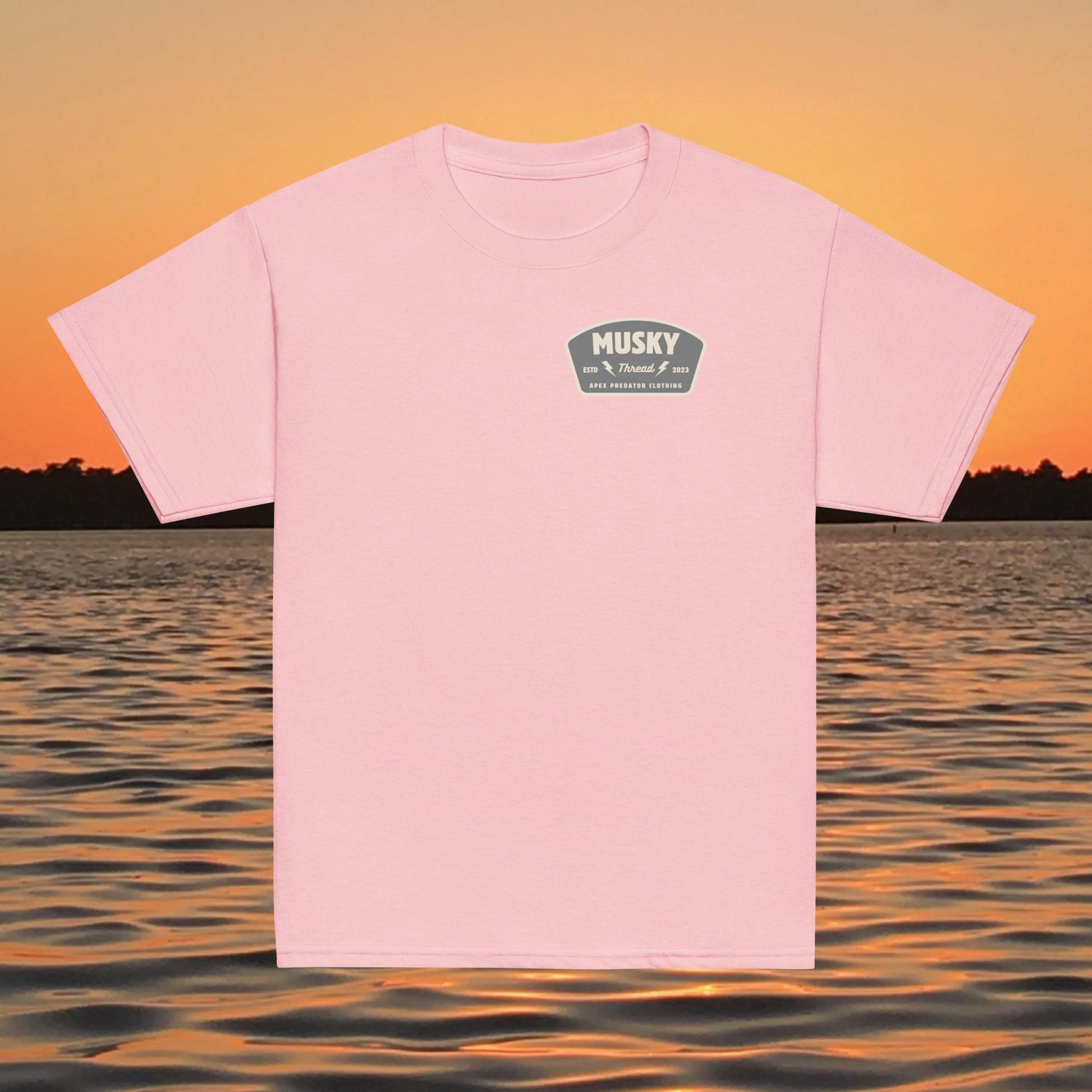 youth t shirt musky thread apex predator fishing back design kids apparel