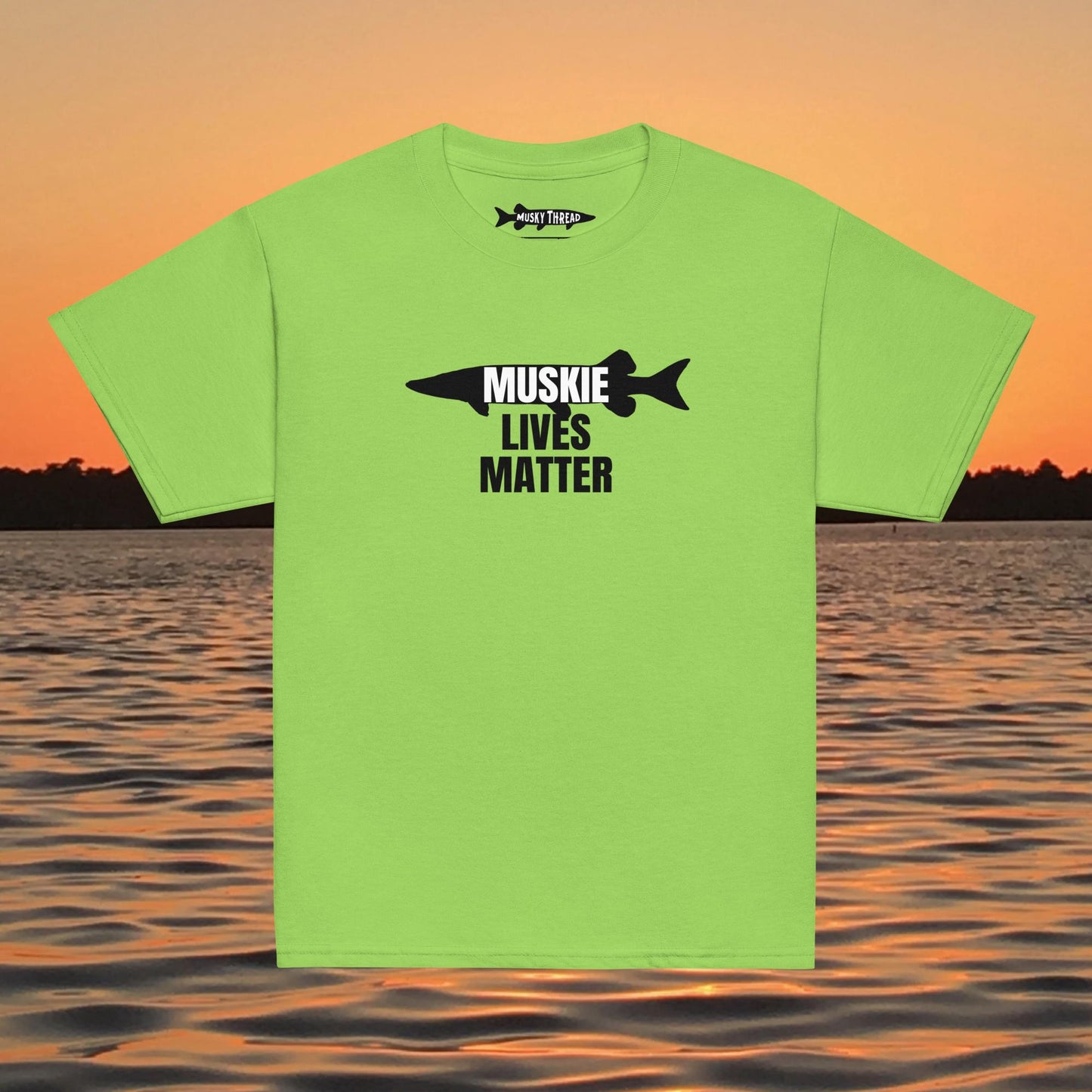Muskie Lives Matter youth t-shirt musky fishing apparel design
