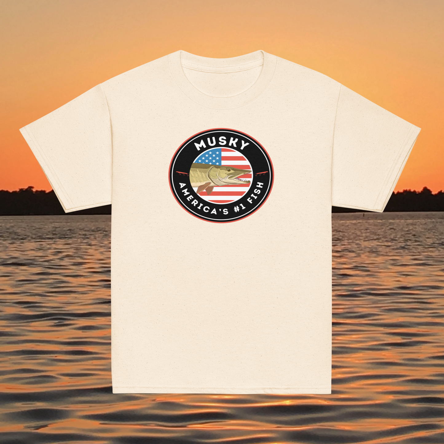 youth t shirt musky america number one fish patriotic badge fishing design