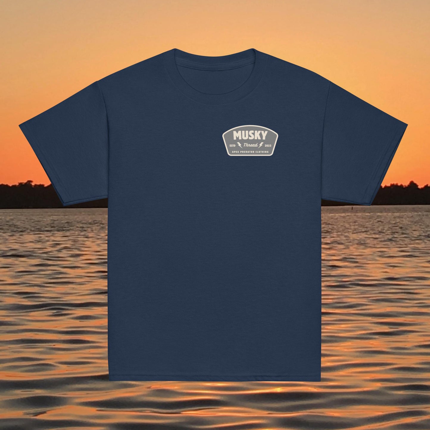 youth t shirt musky thread apex predator fishing back design kids apparel