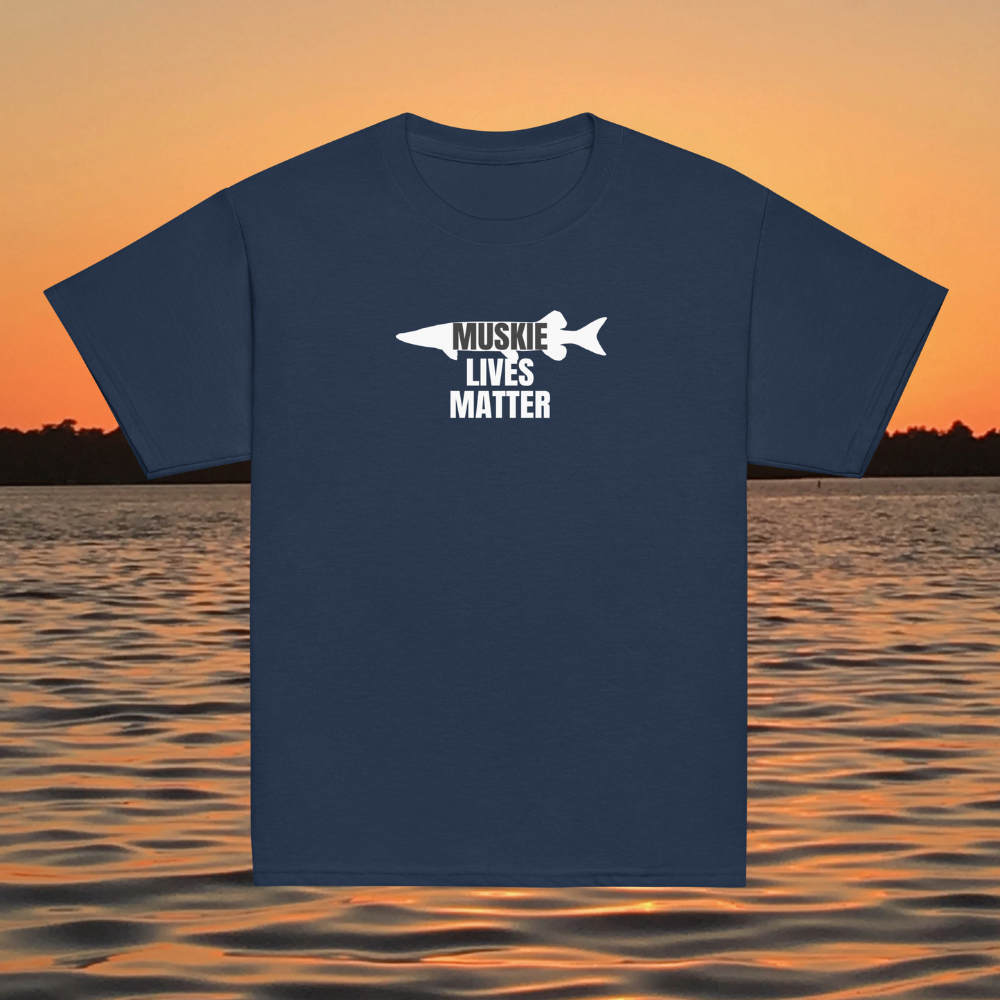 youth t shirt musky fish silhouette muskie lives matter fishing design