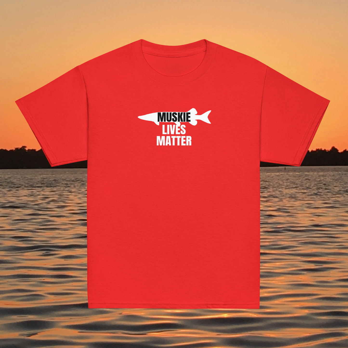 youth t shirt musky fish silhouette muskie lives matter fishing design