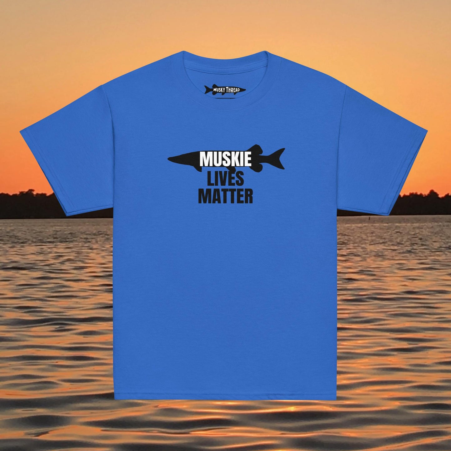 Muskie Lives Matter youth t-shirt musky fishing apparel design
