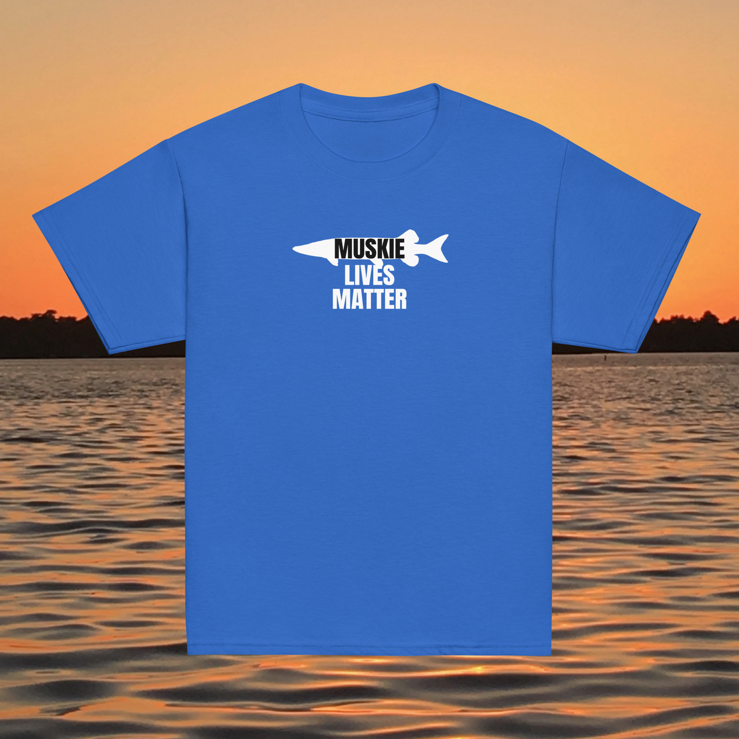 youth t shirt musky fish silhouette muskie lives matter fishing design