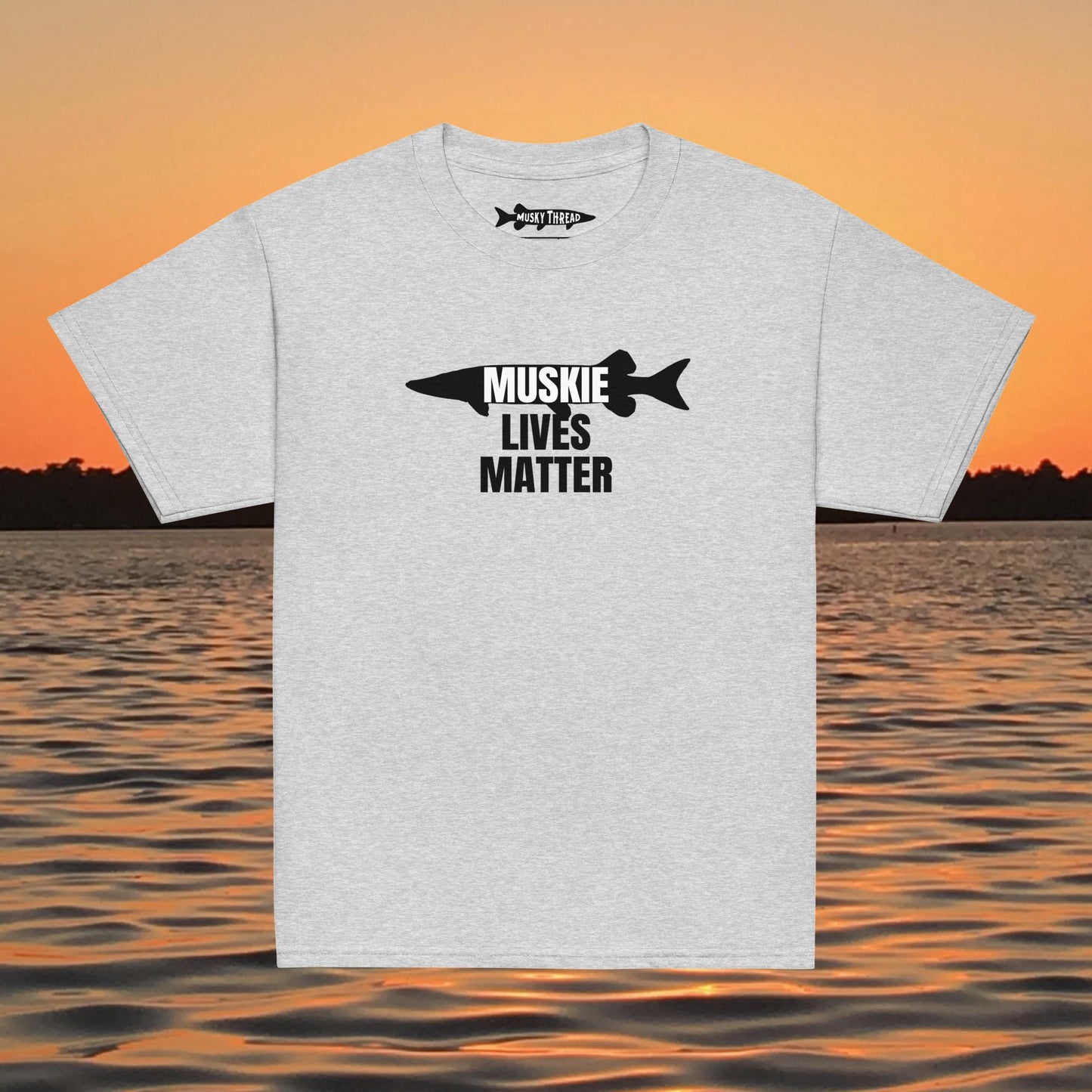 Muskie Lives Matter youth t-shirt musky fishing apparel design
