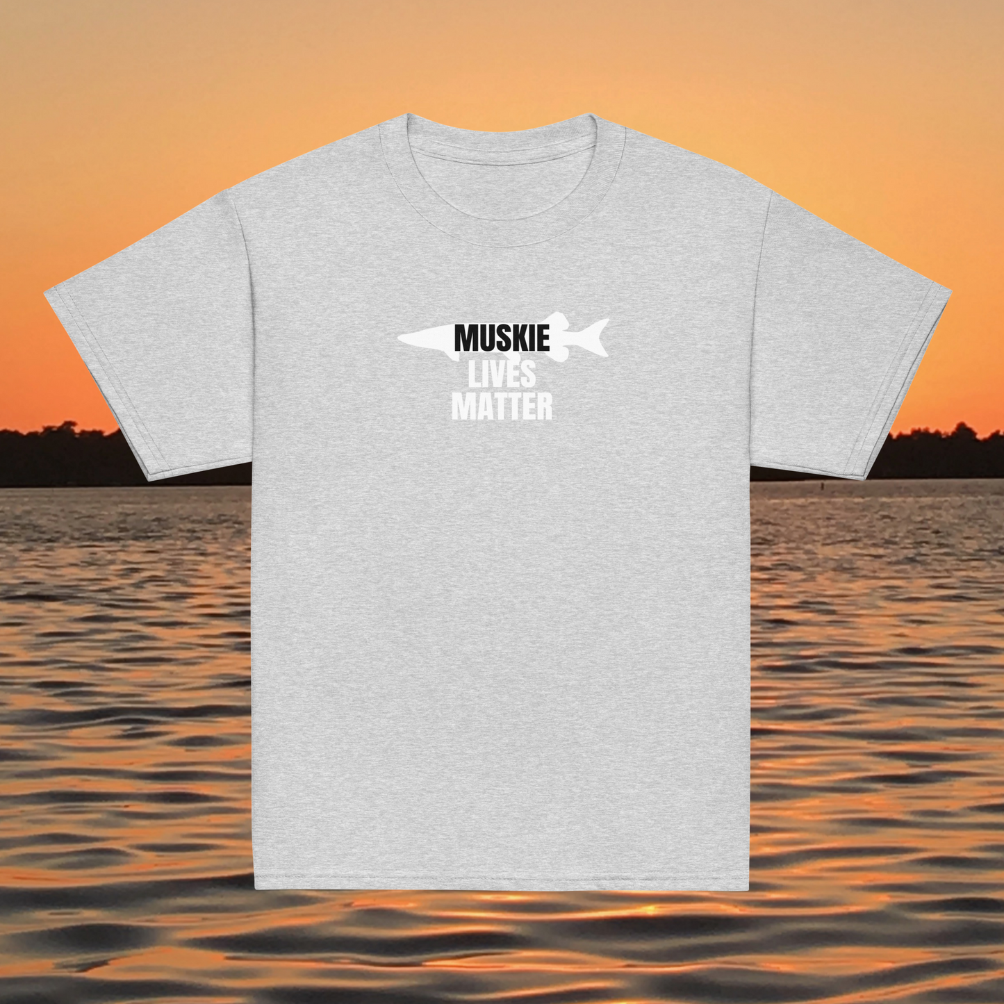 youth t shirt musky fish silhouette muskie lives matter fishing design