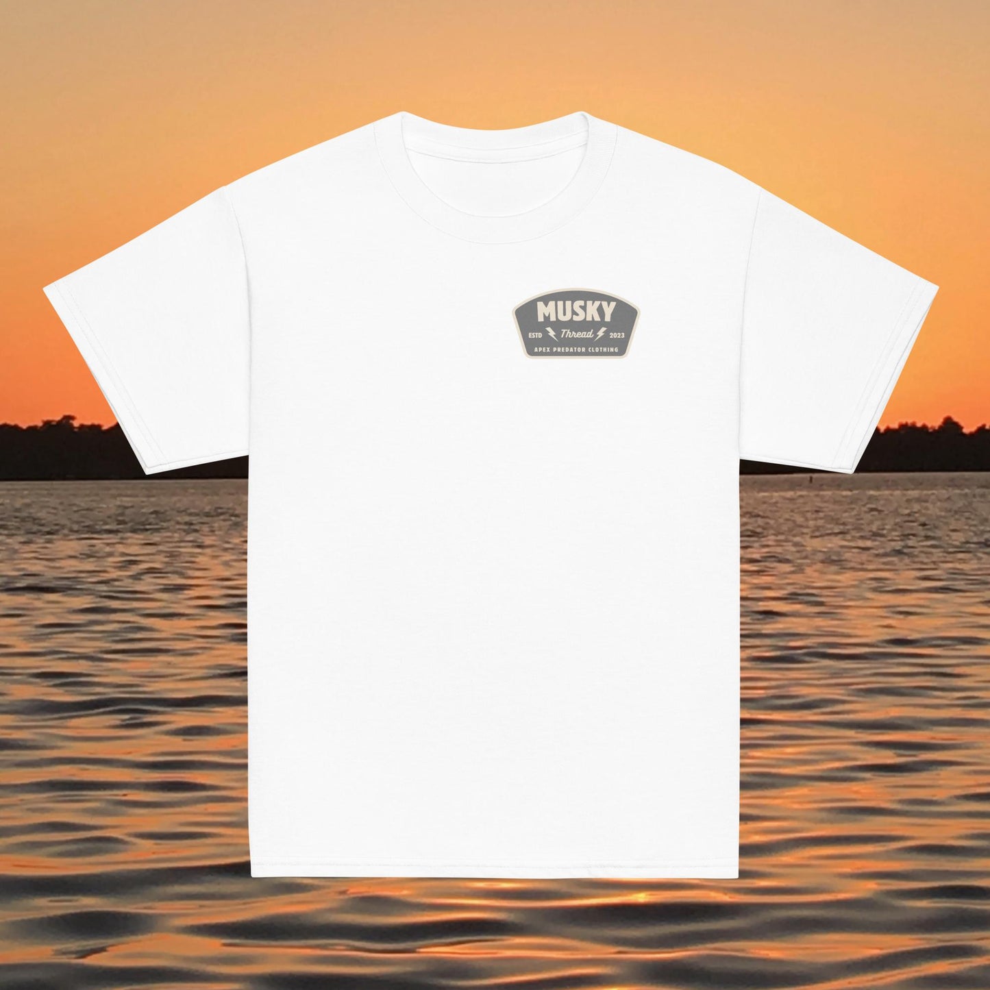 youth t shirt musky thread apex predator fishing back design kids apparel
