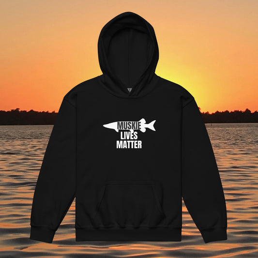 youth hoodie musky fish silhouette muskie lives matter fishing design